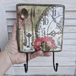 Wall Hanger Set Kitchen Organizer Unique Wood Art Decor Hanging Home Handmade - thumbnail 2