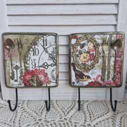 Wall Hanger Set Kitchen Organizer Unique Wood Art Decor Hanging Home Handmade - thumbnail 1
