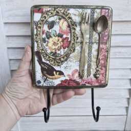 Wall Hanger Set Kitchen Organizer Unique Wood Art Decor Hanging Home Handmade - thumbnail 3