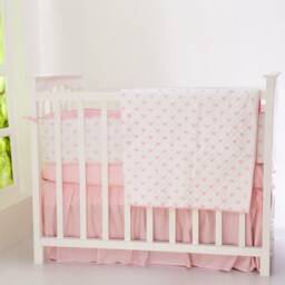 Pink Hearts Baby Quilt - Personalized Cotton Nursery Bedding - thumbnail 2
