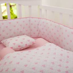 Pink Hearts Baby Quilt - Personalized Cotton Nursery Bedding
