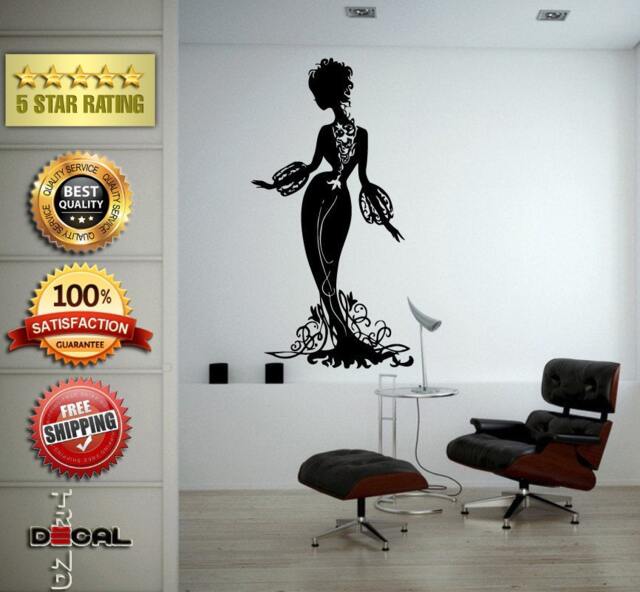 Flower Pattern Dress Girl Model Bride Beautiful Fashion Woman Pretty Design Wall Window Sticker Decal Vinyl Silhouette Decor L1861 - image 1