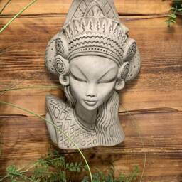 stone Garden Wall Hanging African Warrior Lady Woman Plaque Ornament - thumbnail 2