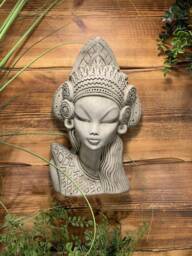 stone Garden Wall Hanging African Warrior Lady Woman Plaque Ornament - thumbnail 1