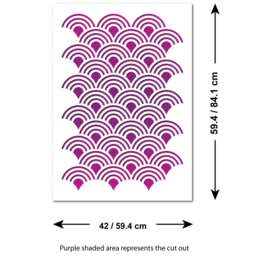 Scallop Wall Stencil Geometric Home Decor Template - thumbnail 4