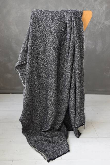 Textured Linen Blend Throw Blanket Nordic Black & Grey Sofa Blanket - image 1