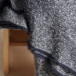 Textured Linen Blend Throw Blanket Nordic Black & Grey Sofa Blanket - thumbnail 4
