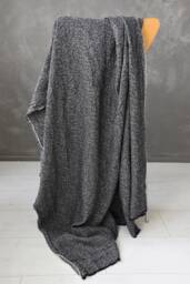 Textured Linen Blend Throw Blanket Nordic Black & Grey Sofa Blanket - thumbnail 1