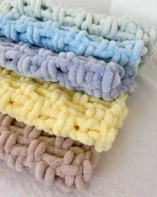 Knitted Baby Comforter, Soft Chenille Security Blanket, Newborn Pram Shower Gift UK - image 1