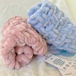 Knitted Baby Comforter, Soft Chenille Security Blanket, Newborn Pram Shower Gift UK - thumbnail 2