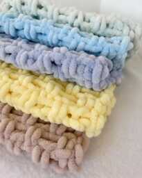 Knitted Baby Comforter, Soft Chenille Security Blanket, Newborn Pram Shower Gift UK - thumbnail 1