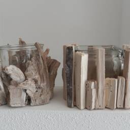 Set Of 2 Lanterns Made Wood & Glass, Driftwood, Lantern, Candle Holder, Tealight Holder - thumbnail 3