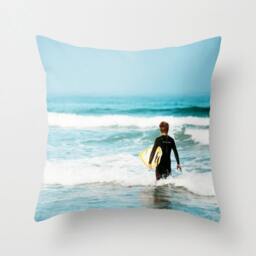 Surf Pillow - Surfer Case Ocean Beach Throw 16x16 18x18 20x20 Cover - thumbnail 1