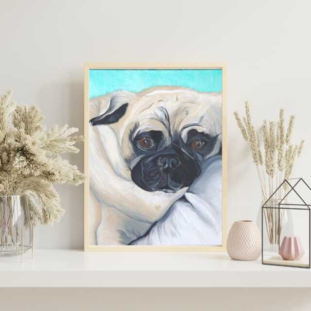 Pug Wall Art Print - 12x16 Jpg Digital Download - Cute Dog Nursery Decor Printable Pet By Amy Baffa - image 1