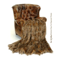 Plush Brown Feather Faux Fur Throw Blanket, Minky Lining