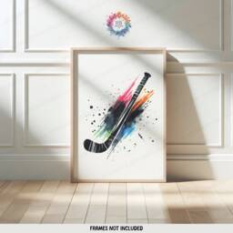 Personalised Hockey Art Set - 3 Black Prints - Boys Bedroom Decor Custom Poster Kids Room Artwork Print Wall Gift - thumbnail 3