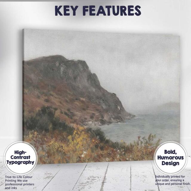 Misty Coastal Cliffs & Sea Atmospheric Landscape Painting Canvas Wall Art Print Decor Picture Ready To Hang - image 1