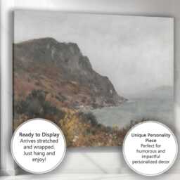 Misty Coastal Cliffs & Sea Atmospheric Landscape Painting Canvas Wall Art Print Decor Picture Ready To Hang - thumbnail 3