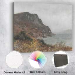 Misty Coastal Cliffs & Sea Atmospheric Landscape Painting Canvas Wall Art Print Decor Picture Ready To Hang - thumbnail 2