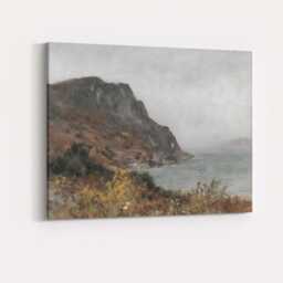 Misty Coastal Cliffs & Sea Atmospheric Landscape Painting Canvas Wall Art Print Decor Picture Ready To Hang - thumbnail 4