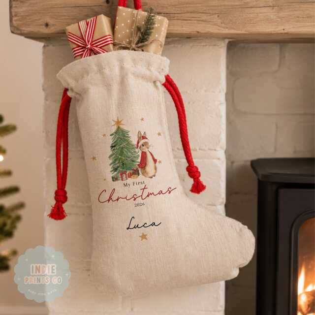 Personalised First Christmas Stocking, Baby's 1St Gift, Baby Keepsake, New Gift - image 1
