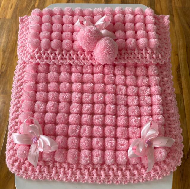 Beautiful Pink Baby Pom Blanket - image 1