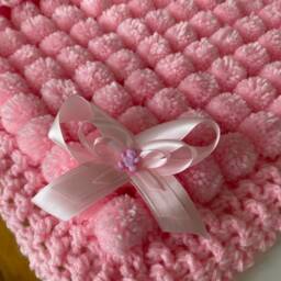 Beautiful Pink Baby Pom Blanket - thumbnail 3
