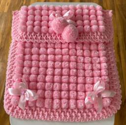 Beautiful Pink Baby Pom Blanket - thumbnail 1
