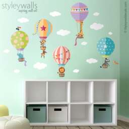 Hot Air Balloons Wall Decal, Sticker, Jungle Safari Animals Decal Kids Room Baby Nursery Decor - thumbnail 3