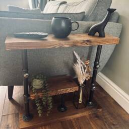 Handmade Steampunk End Table Rustic Industrial Sofa Side Table - thumbnail 2