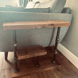 Handmade Steampunk End Table Rustic Industrial Sofa Side Table - thumbnail 3
