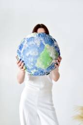 Christmas Teenager Gift. Velvet Globe Pillow For Galaxy Room Decor Teen Girls & Boys, World Map Pillow Solar System - thumbnail 1