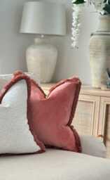 Coral Velvet Fringed Cushion Cover - Customisable