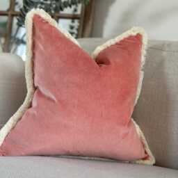 Coral Velvet Fringed Cushion Cover - Customisable - thumbnail 3