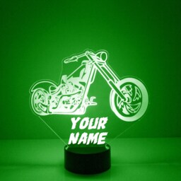 Light Up Motorcycle, Custom Engraved Night Light, Personalized Free, 16 Color Options With Remote Control, Chopper Style Bike Table - thumbnail 4