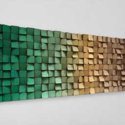 Wood Wall Art - Handmade Sound Diffuser Green Gold Brown Decor - thumbnail 4