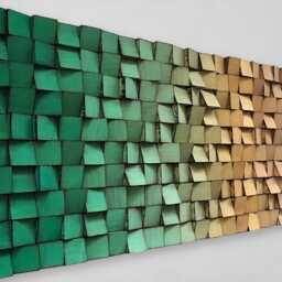 Wood Wall Art - Handmade Sound Diffuser Green Gold Brown Decor - thumbnail 2