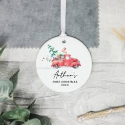 Personalised Baby's 1st Christmas Tree Bauble, Babys First Car Ornament, New Baby Gift, Bauble - thumbnail 2