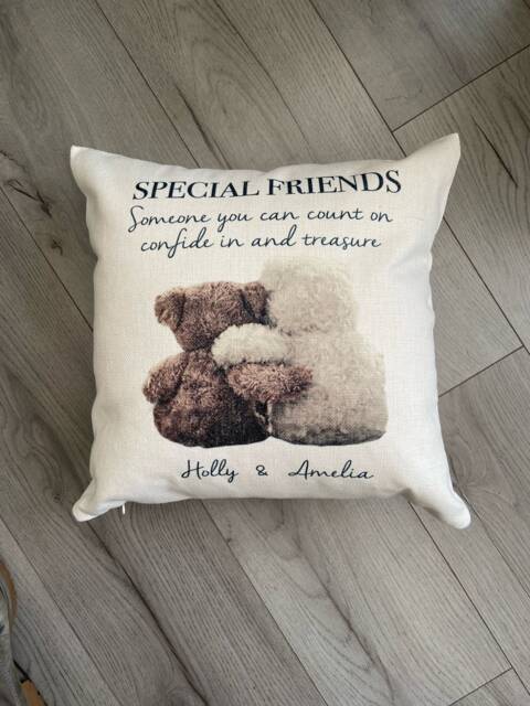 Personalised Special Friends Cushion -Someone You Can Count On , Confide & Treasure, Best Teddy Home Decor - image 1