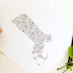 Massachusetts State Flower Map Watercolor Mayflower - Art Print Wall Graduation Wedding Realtor Moving Gift New England Floral - thumbnail 4