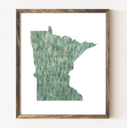 Minnesota State Map Urban Fabric Watercolor Texture Painting - Art Print - thumbnail 1