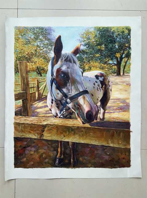 100% Hand Painted Commission Horse Oil Painting Personalized Impressionist Animal Pet Art - Paint From Digital Photos/Images - image 1