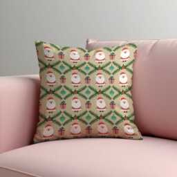 Christmas Cushion Cover With Santa & Gift Print, Festive Holiday Throw Pillowcase, Cute Xmas Decorative For Sofa - thumbnail 2