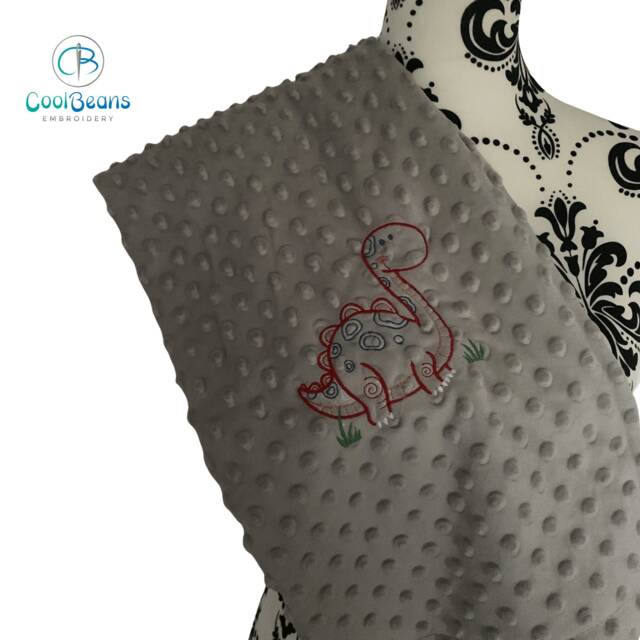 Dinosaur - Bubble Baby Blanket Embroidered Personalised 95cm X 75cm