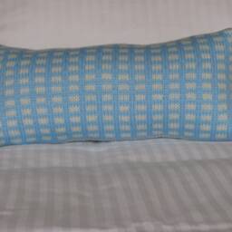 Rectangular Cushion Blue/Cream, Praline Collection, Unique Piece, Home Decoration, Knitted Object, Hand-Knitted Cushion, Decoration - thumbnail 3