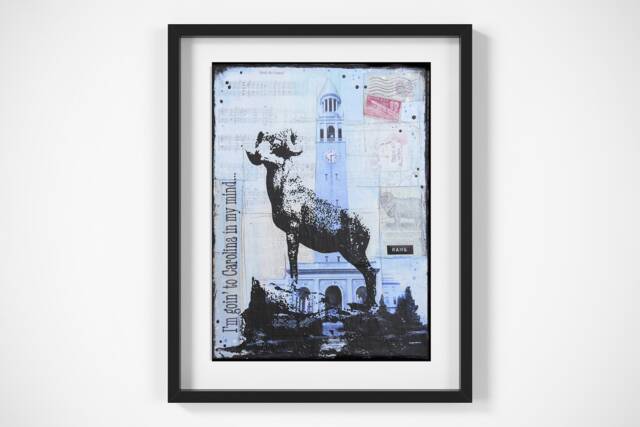 Carolina Proud Ram University Of North Paper Print Tower Collage Mixed Media Blue Photography - image 1
