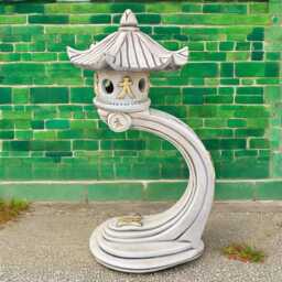 Curved Concrete Pagoda Statue Stone Garden Lantern Ornament Outdoor Zen Decor Cement Arched Sculpture Meditation Yard Art Pagoda Lovers - thumbnail 1