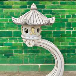 Curved Concrete Pagoda Statue Stone Garden Lantern Ornament Outdoor Zen Decor Cement Arched Sculpture Meditation Yard Art Pagoda Lovers - thumbnail 2