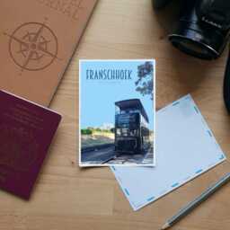 Franschhoek Travel Poster - Retro Vintage Style South Africa Art Print, Artwork, Capetown Wine Tram Postcard, Travel Print - thumbnail 2