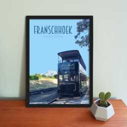 Franschhoek Travel Poster - Retro Vintage Style South Africa Art Print, Artwork, Capetown Wine Tram Postcard, Travel Print - thumbnail 1